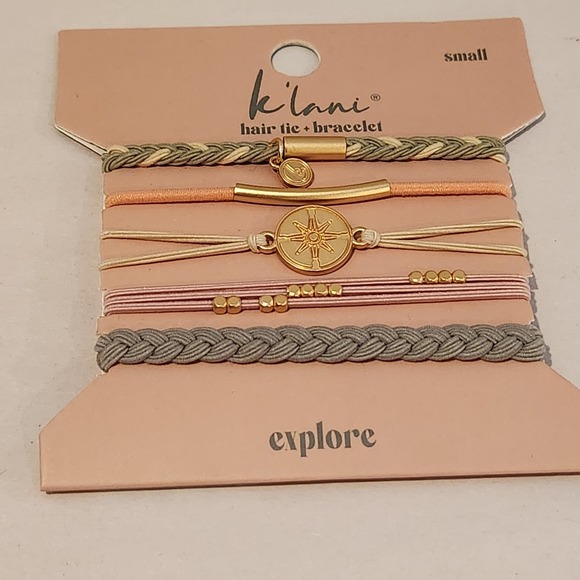 k\'lani Hair Tie Bracelet Set Large Multicolor Braided Beaded Charm Lot Of 4 main image 5